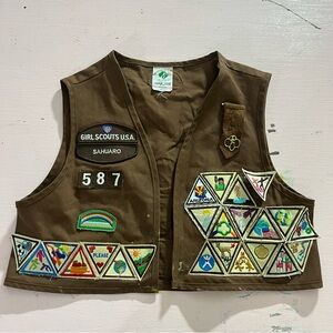 😍 Girl Scouts Vest FULL of Patches Tucson Arizona Desert Nature Brown Brownies